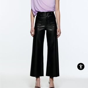 Zara faux leather marine straight pants